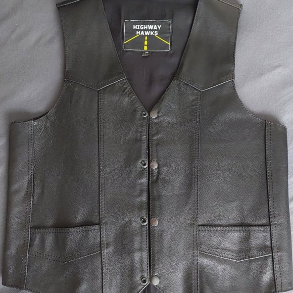 Leather Motorcycle Vest Size Medium - Picture 1 of 10